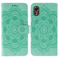 Custodia in pelle con motivo in rilievo Sun Mandala per Samsung Galaxy Xcover 7 (verde)
