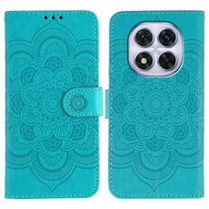 Custodia in pelle con motivo in rilievo Sun Mandala per Redmi Note 14 Pro 4G / 5G / Note 14 Pro+ (blu)