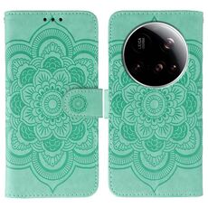 Custodia in pelle con motivo a rilievo Mandala per Xiaomi 15 Ultra Sun (verde)