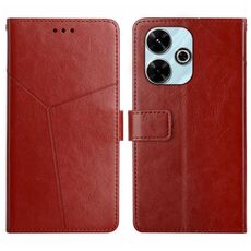 Custodia a libro in pelle con motivo a Y per Redmi 13x (marrone)
