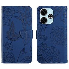 Custodia in pelle flip con motivo a farfalla per Redmi 13x (blu)