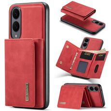 Portafoglio multi-carta DG.MING M1 Series a 3 ante + custodia magnetica per telefono (rosso) per Samsung Galaxy S25 Edge 5G