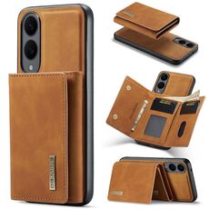 Portafoglio multi-carta DG.MING M1 Series per Samsung Galaxy S25 Edge 5G + custodia magnetica (marrone)