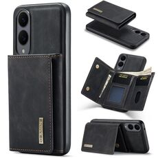 Portafoglio multi-carta DG.MING M1 Series a 3 ante + custodia magnetica per telefono (nero) per Samsung Galaxy S25 Edge 5G