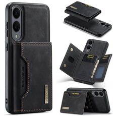 Per Samsung Galaxy S25 Edge 5G DG.MING M2 Series Borsa multi-carte a 3 scomparti + Custodia magnetica per telefono (Nero)