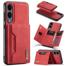 Custodia multi-carta DG.MING M2 Series per Samsung Galaxy S25 Edge 5G + custodia magnetica per telefono (rossa)