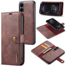 Custodia in pelle magnetica staccabile con texture Crazy Horse DG.MING per Samsung Galaxy S25 Edge 5G (rossa)