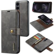 Custodia in pelle magnetica staccabile con texture Crazy Horse DG.MING per Samsung Galaxy S25 Edge 5G (grigio)