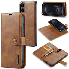 Custodia in pelle magnetica staccabile con texture Crazy Horse DG.MING per Samsung Galaxy S25 Edge 5G (marrone)