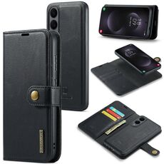 Custodia in pelle magnetica staccabile con texture Crazy Horse DG.MING per Samsung Galaxy S25 Edge 5G (nera)