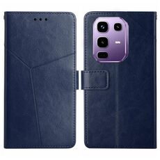 Custodia a libro in pelle con motivo a Y per Infinix Note 50x 5G (blu)