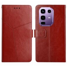 Custodia a libro in pelle con motivo a Y per Infinix Note 50x 5G (marrone)