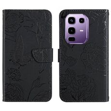 Custodia a libro in pelle con motivo a farfalla per Infinix Note 50x 5G (nera)