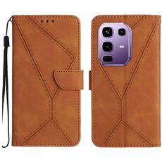 Custodia in pelle goffrata con cuciture per Infinix Note 50x 5G (marrone)