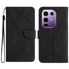 Custodia in pelle goffrata con cuciture per Infinix Note 50x 5G (nera)