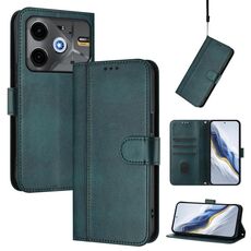 Custodia in pelle retrò con fibbia a giunzione per Tecno Pova 6 Neo 5G / Spark 30 5G (verde scuro)
