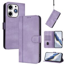 Custodia per telefono in pelle retrò con fibbia a giunzione linea magica magenta per Tecno Spark 10 Pro (viola)