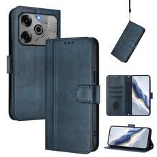 Custodia in pelle retrò con fibbia a giunzione per Tecno Pova 6 5G / 6 Pro 5G (blu scuro)