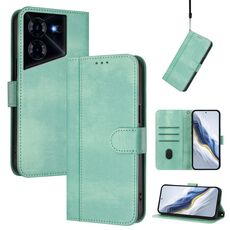 Custodia per telefono in pelle retrò con fibbia a 5 linee per Tecno Pova (menta)