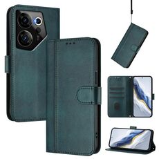 Custodia in pelle retrò con fibbia a giunzione per Tecno Camon 20 Premier 5G (verde scuro)