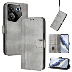 Custodia in pelle retrò con fibbia a giunzione per Tecno Camon 20 Pro 5G (grigio)