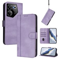 Custodia in pelle retrò con fibbia a giunzione per Tecno Camon 20 Pro 5G (viola)
