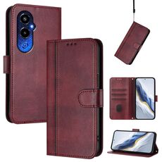 Custodia in pelle retrò con fibbia a sgancio rapido per Tecno Pova 4 Pro (rosso vino)