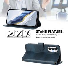 Custodia per telefono in pelle retrò con fibbia a 3 linee per Tecno Pova (blu scuro)