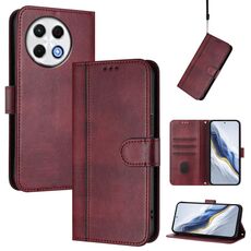 Custodia in pelle retrò con fibbia a giunzione per Tecno Spark 30 Pro 4G (rosso vino)