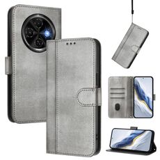 Custodia in pelle retrò con fibbia a giunzione per Tecno Spark 30C 4G (grigio)