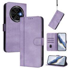 Custodia in pelle retrò con fibbia a giunzione per Tecno Spark 30C 4G (viola)