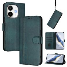 Custodia in pelle retrò con fibbia a giunzione per Tecno Spark 30C 5G / Pop 9 5G (verde scuro)