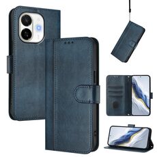 Custodia in pelle retrò con fibbia a giunzione per Tecno Spark 30C 5G / Pop 9 5G (blu scuro)