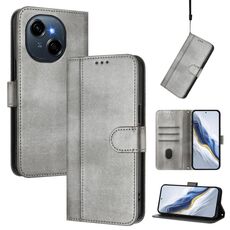 Custodia in pelle retrò con fibbia a giunzione per Tecno Spark Go 1S / Go 2025 (grigio)