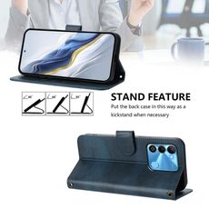 Custodia per telefono in pelle retrò con fibbia a 9 linee per Tecno Spark Go 2022 / 8C / (blu scuro)