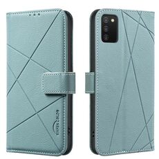 Custodia in pelle con motivo geometrico RFID per Samsung Galaxy A03S / A02S (verde)