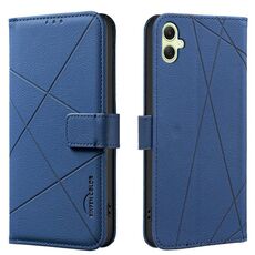 Custodia in pelle con motivo geometrico RFID per Samsung Galaxy A05 (blu)