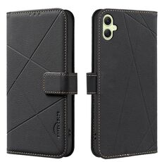 Custodia in pelle con motivo geometrico RFID per Samsung Galaxy A05 (nera)