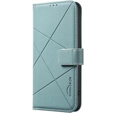 Custodia in pelle con motivo geometrico RFID per Samsung Galaxy A05S (verde)
