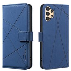 Custodia in pelle con motivo geometrico RFID per Samsung Galaxy A13 (blu)