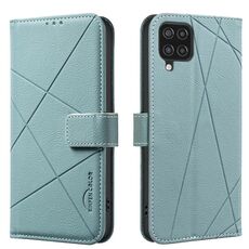 Custodia in pelle con motivo geometrico RFID per Samsung Galaxy A22 4G (verde)