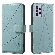 Custodia in pelle con motivo geometrico RFID per Samsung Galaxy A32 4G (verde)