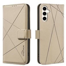 Custodia in pelle con motivo geometrico RFID per Samsung Galaxy A35 (beige)