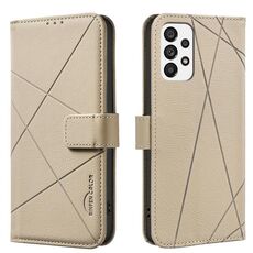 Custodia in pelle con motivo geometrico RFID per Samsung Galaxy A53 (beige)