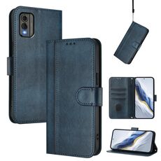 Custodia in pelle retrò con fibbia a giunzione per Nokia C32 (blu scuro)