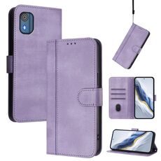Custodia per telefono in pelle retrò con fibbia a giunzione per Nokia C02 (viola)