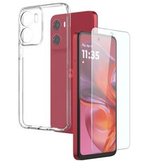 Per Motorola Moto G05 / E15 NORTHJO 2 in 1 Custodia protettiva in TPU con pellicola in vetro temperato (trasparente)