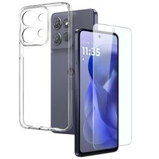 Per Motorola Moto G Power 2025 5G NORTHJO 2 in 1 Custodia protettiva in TPU per telefono cellulare, pellicola in vetro temperato (trasparente)