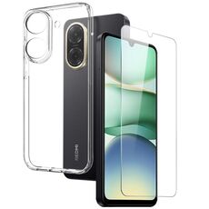 Per Xiaomi Redmi A5 4G 171,7 mm NORTHJO 2 in 1 Custodia protettiva in TPU per telefono cellulare, pellicola in vetro temperato (trasparente)