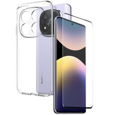 Per Xiaomi Redmi Note 14 Pro+ 5G NORTHJO 2 in 1 Custodia in TPU per telefono Pellicola protettiva in vetro temperato (trasparente)